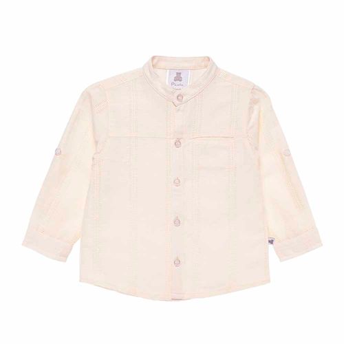Bata de Bebê Masculina Manga Longa Ponto Ajour - CREME