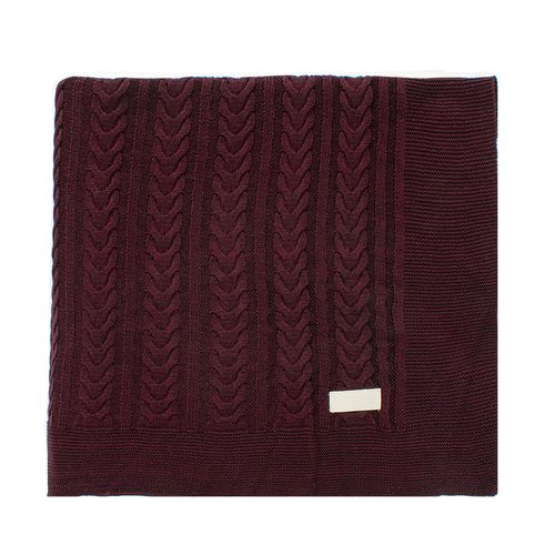 Manta Solteiro Tricot Trança Dupla - VINHO