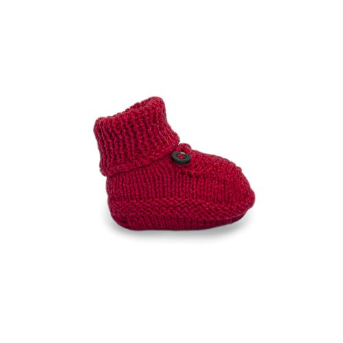 Sapatinho de Tricot com Botão - VERMELHO