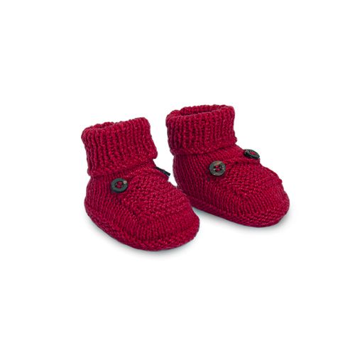 Sapatinho de Tricot com Botão - VERMELHO