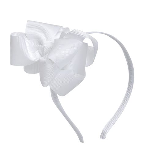 Tiara Infantil com Laço Gorgurão Removível - BRANCO