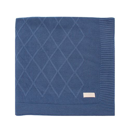 Manta Casal Tricot Losango - AZUL JEANS
