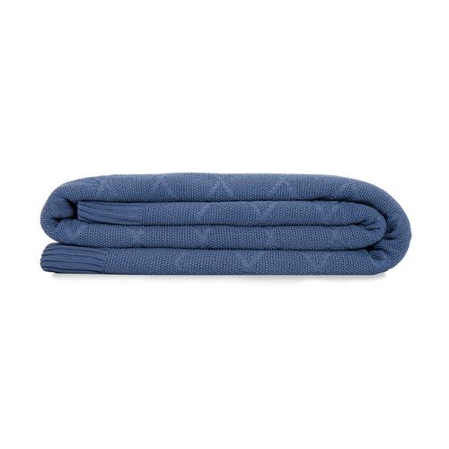 Manta Casal Tricot Losango - AZUL JEANS