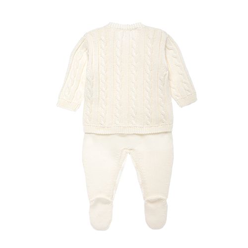 Saída de Maternidade Unissex Tricot Pompom Trança - OFF WHITE