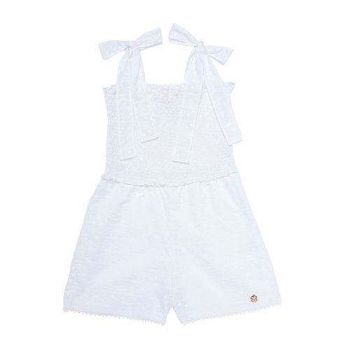 Macaquinho Infantil Feminino Laise Flores - BRANCO