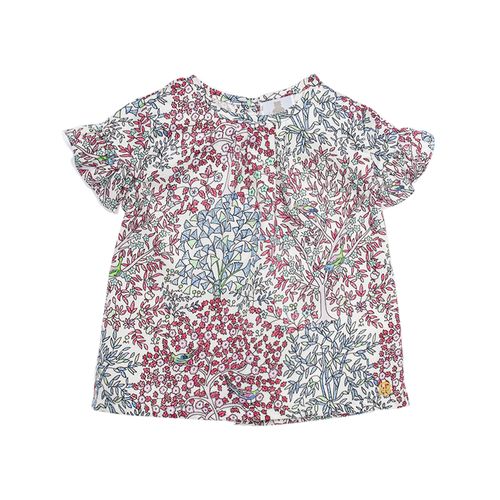 Bata de Bebê Feminina Manga Curta Algodão Egípcio Mini Floral - BRANCO