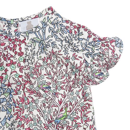 Bata de Bebê Feminina Manga Curta Algodão Egípcio Mini Floral - BRANCO