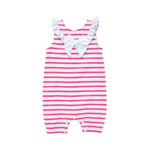 Macacão de Bebê Feminino Curto Listrado - ROSA