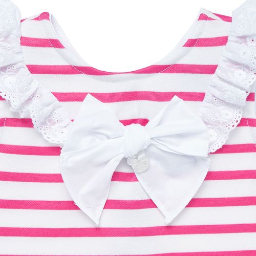 Macacão de Bebê Feminino Curto Listrado - ROSA