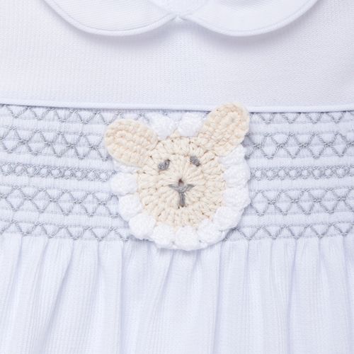Macacão Vestido de Bebê Feminino Longo Ponto Roma Ovelha - BRANCO