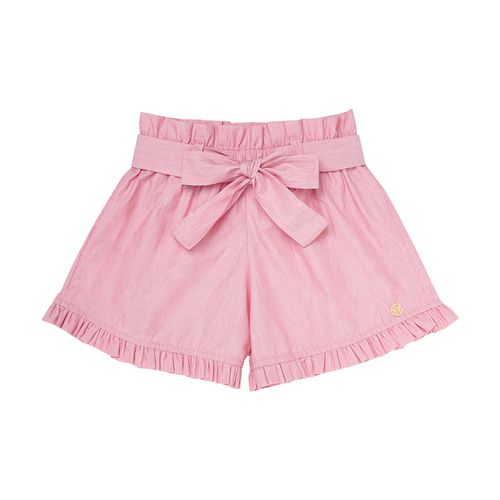 Shorts Infantil Feminino Ravel Fio 60 Listrado - VERMELHO