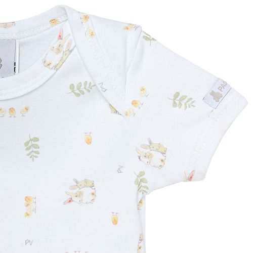 Body de Bebê Unissex Algodão Egípcio Coelho - BRANCO