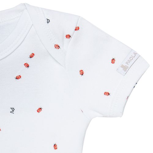 Body de Bebê Feminino Algodão Egípcio Joaninha - BRANCO