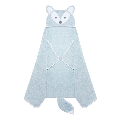 Toalha de Banho Bebê com Capuz Algodão Egípcio Raposa - AZUL