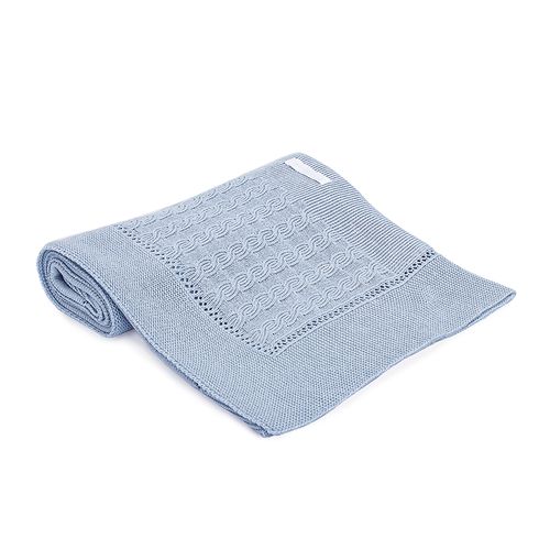Manta para Saída de Maternidade Tricot Treccia - AZUL MESCLA