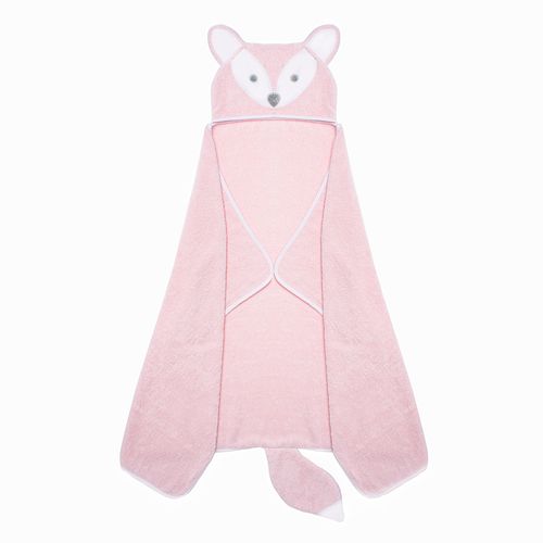 Toalha de Banho Bebê com Capuz Algodão Egípcio Raposa - ROSA