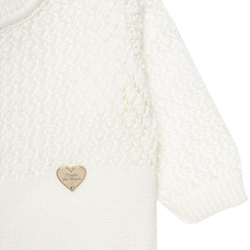 Saída de Maternidade Feminina com Manta Tricot Rendada - NATURAL