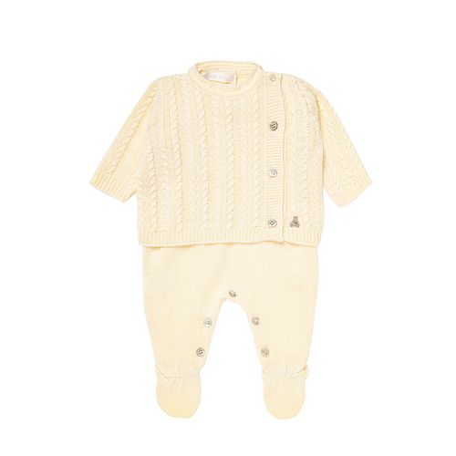 Saída de Maternidade Masculina com Manta Tricot - AMARELO