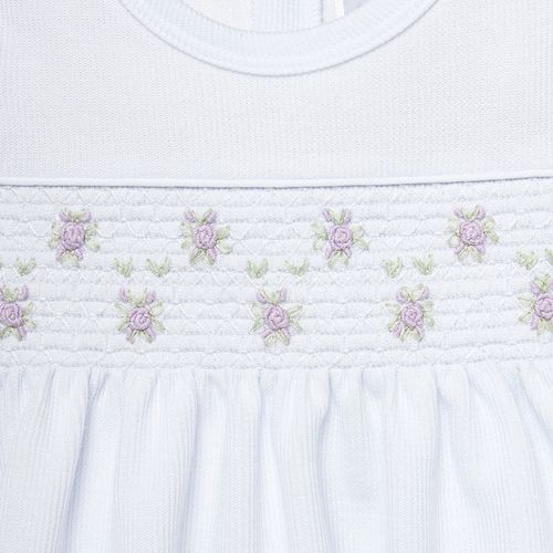Macacão Vestido de Bebê Feminino Bordado Rococó - BRANCO