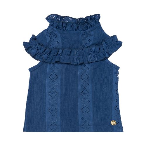 Blusa de Bebê Feminina Manga Curta Laise - AZUL