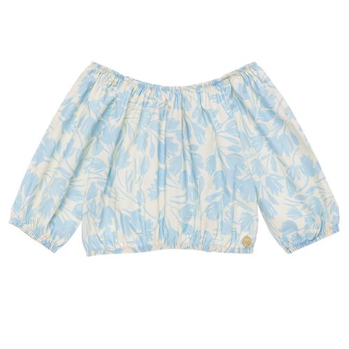 Bata Cropped Infantil Feminina Manga Longa Algodão Egípcio Tulipas - AMARELO