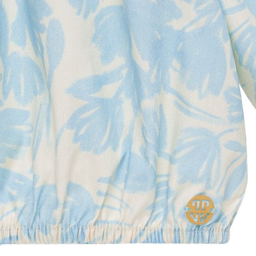 Bata Cropped Infantil Feminina Manga Longa Algodão Egípcio Tulipas - AMARELO