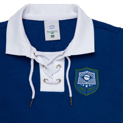 Camiseta Polo Infantil Masculina Manga Curta Brasil - AZUL
