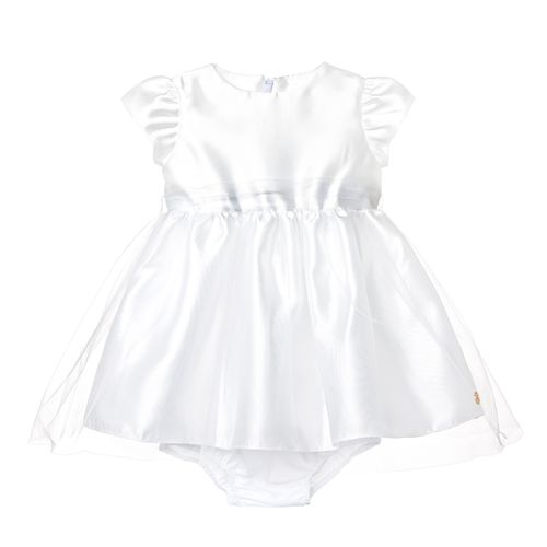 Vestido de Bebê Feminino Zibeline Saia Tule Ilusion - BRANCO