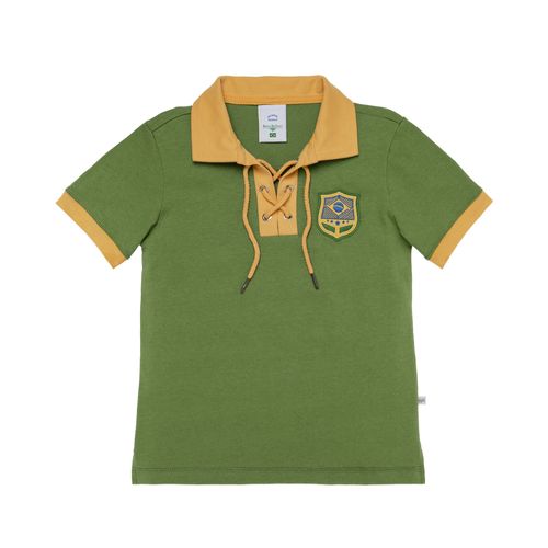 Camiseta Polo de Bebê Masculina Manga Curta Brasil - VERDE