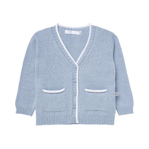 Cardigan de Bebê Masculino Tricot Decote V Frisos - AZUL