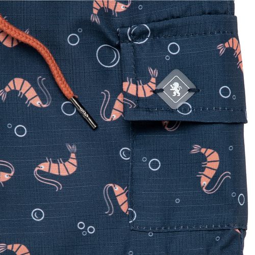 Bermuda de Praia Infantil Masculina Estampa Camarão - AZUL MARINHO