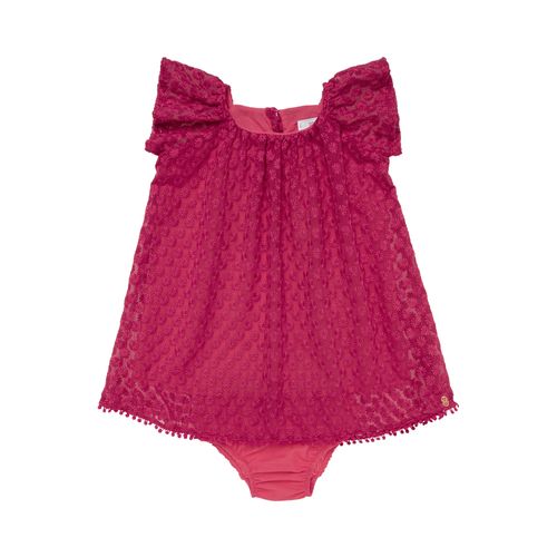 Vestido de Bebê Feminino Bordado Margaridas - PINK