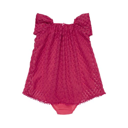 Vestido de Bebê Feminino Bordado Margaridas - PINK