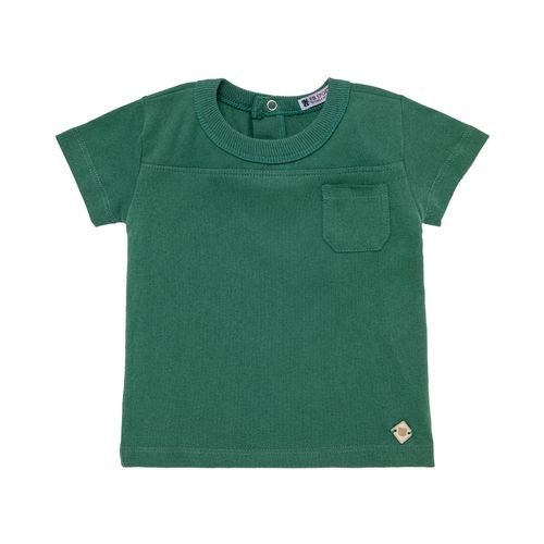 Camiseta de Bebê Masculina Manga Curta com Bolso - VERDE