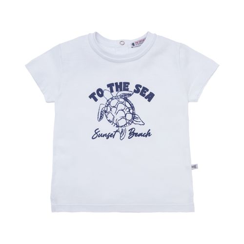 Camiseta de Bebê Masculina Manga Curta Tartaruga - BRANCO
