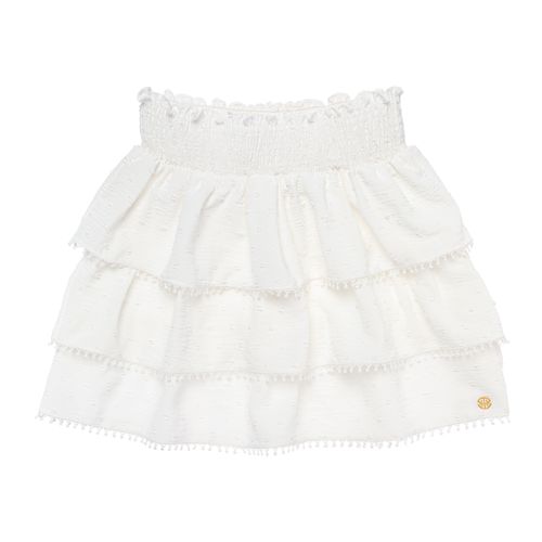 Saia Infantil Feminina Dot com Lastex - BRANCO