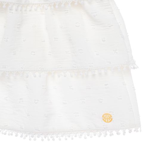 Saia Infantil Feminina Dot com Lastex - BRANCO