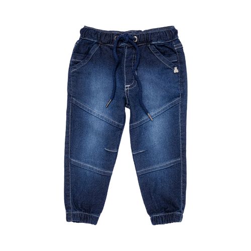 Calça Jeans de Bebê Masculina com Recorte - AZUL MARINHO