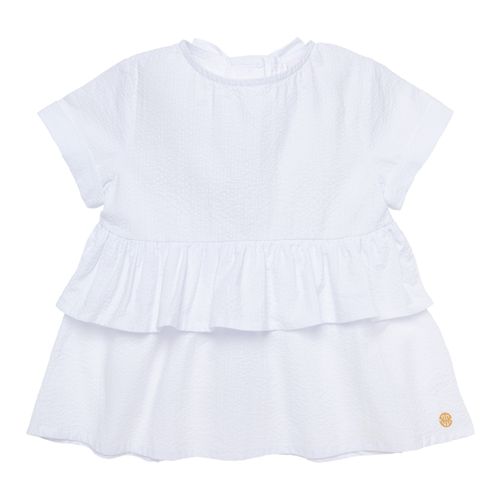 Bata Infantil Feminina Manga Curta com Babados - BRANCO