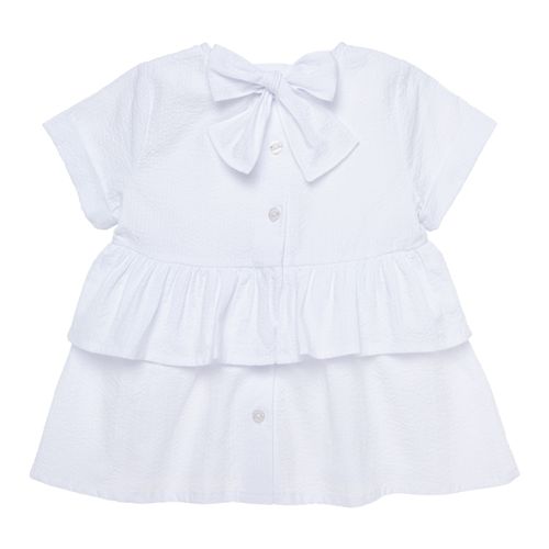Bata Infantil Feminina Manga Curta com Babados - BRANCO