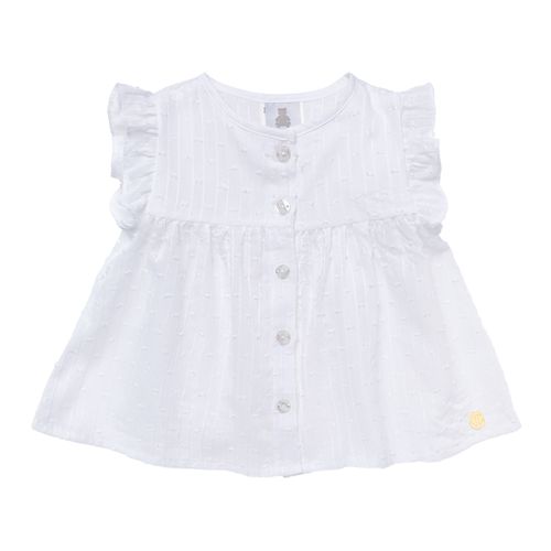 Bata de Bebê Feminina Manga Curta Voil - BRANCO