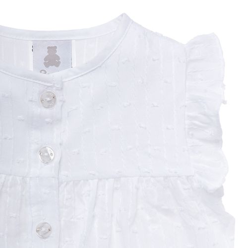 Bata de Bebê Feminina Manga Curta Voil - BRANCO