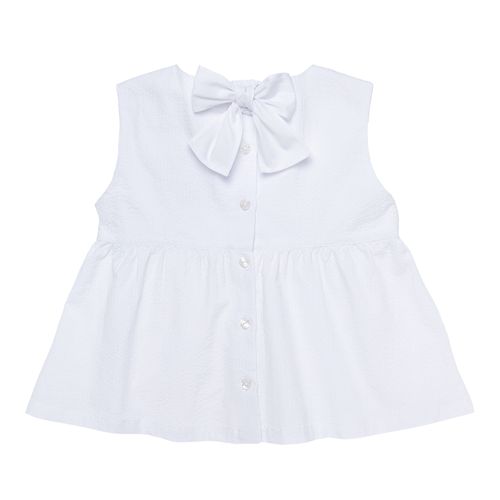 Bata Infantil Feminina Manga Cavada Anarruga com Babados - BRANCO