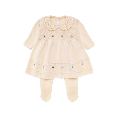 Saída de Maternidade Feminina Tricot Gola Crochet - AMARELO