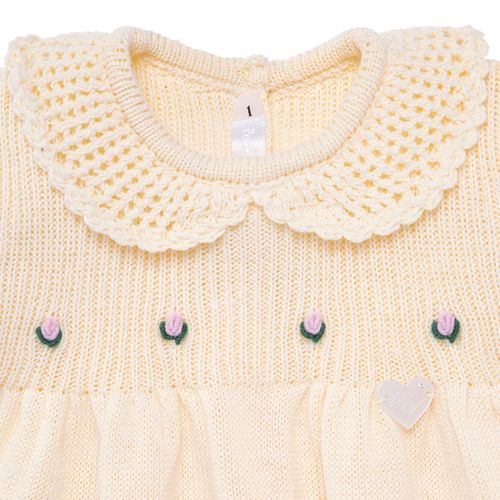 Saída de Maternidade Feminina Tricot Gola Crochet - AMARELO