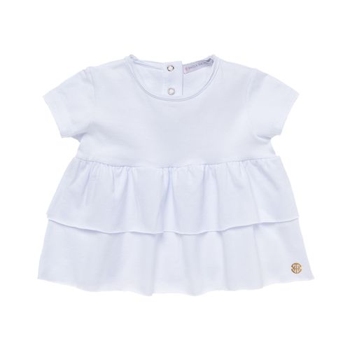 Bata de Bebê Feminina Manga Curta Cotton Babados - BRANCO