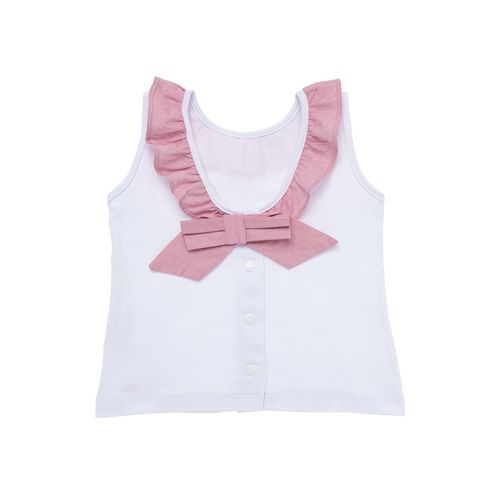 Regata de Bebê Feminina Cotton com Gola Decorativa - BRANCO