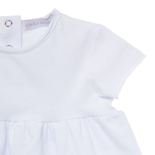 Bata de Bebê Feminina Manga Curta Cotton Babados - BRANCO
