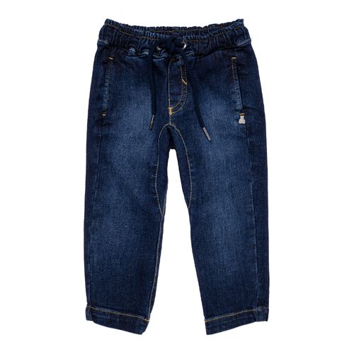 Calça Jeans de Bebê Masculina com Recortes - AZUL MARINHO
