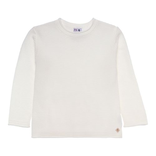 Blusa Tricot Infantil Masculina Manga Longa Canelada - OFF WHITE